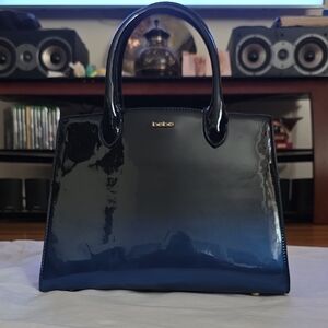 Bebe Glossy Midnight Blue Satchel